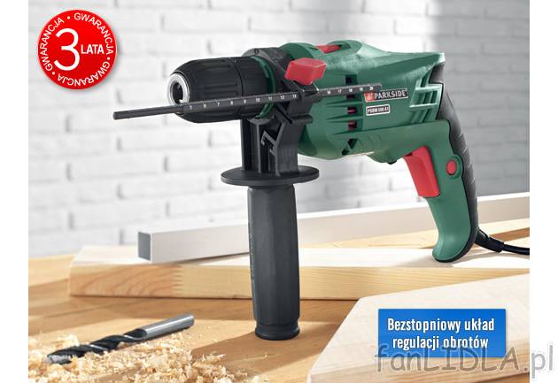 Wiertarka udarowa 500 W Parkside, cena 79,00 PLN za 1 opak. 
- dwukomorowy uchwyt ...