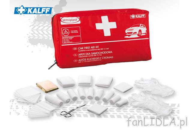 Apteczka samochodowa Sensiplast, cena 19,99 PLN za 1 opak. 
- odpowiada normíe ...