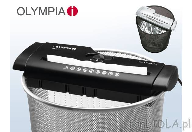 Niszczarka dokumentów na kosz Olympia PS 14, cena 49,99 PLN za 1 szt.