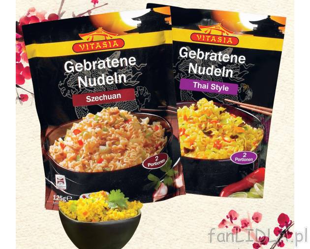Makaron azjatycki , cena 3,49 PLN za 125 g 
- Do wyboru: Thai Style, Szechuan, ...