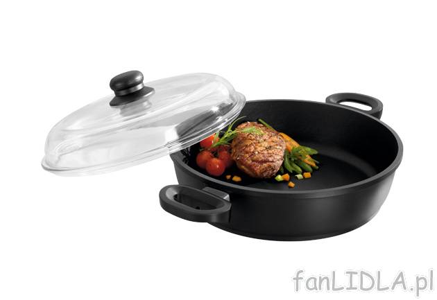Patelnia ze szklaną pokrywą 32 cm Ernesto, cena 119,00 PLN za 1 szt. 
- z odlewu ...