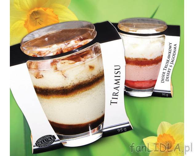 Deser truskawkowy lub tiramisu , cena 6,66 PLN za 95 g/1 opak. 
- Każdemu czasem ...