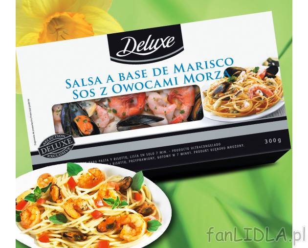 Sosy z owocami morza , cena 7,99 PLN za 300 g/1 opak. 
- Idealne, by rozpocząć ...