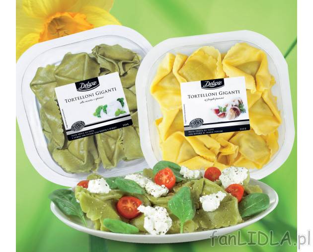 Tortelloni , cena 3,99 PLN za 250 g/1 opak. 
- Smaczne pierożki z Ricottą i szpinakiem, ...