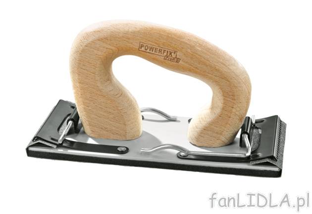 Uchwyt do papieru ściernego , cena 15,99 PLN za 1 szt. 
- drewniany z 2 metalowymi ...