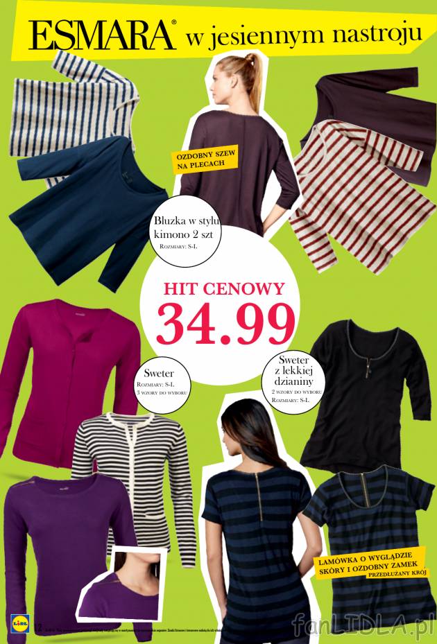 Bluzki w stylu kimono pakowane po 2 - jedna bluzka gładka, a druga w paski za 34,99 ...
