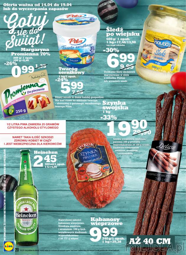 Margaryna Promienna taniej o -26%, szynka swojska, śledź po wiejsku, kabanosy ...