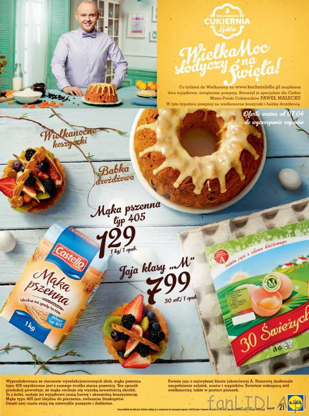 W ofercie Lidla 30 sztuk jaj za 7,99 zł i mąka pszenna za 1,29 zł.