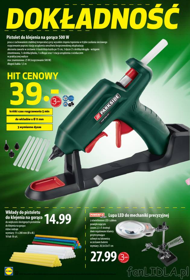 Pistolet do klejenia na gorąco marki Parkside o mocy 25 W i długości kabla 1,5 ...