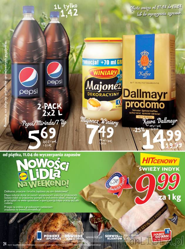 Świeży indyk w hicie cenowym po 9,99 zł za kilogram, a także 2-pak Pepsi za ...
