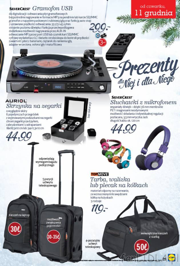 Prezenty dla audiofila: gramofon USB, słuchawki z mikrofonem. W ofercie Lidla także ...