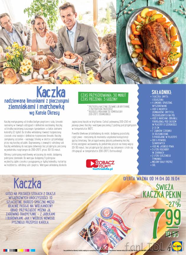 Przepis na kaczkę nadziewaną  limonkami z pieczonymi ziemniakami i marchewkami
