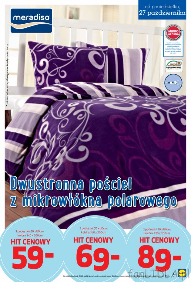 Dwustronna pościel z polaru jest dostępna w Lidlu w wielu kolorach i wzorach do ...