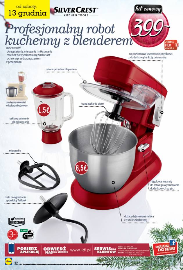 Profesjonalny robot kuchenny z blenderem o mocy 1200 W
