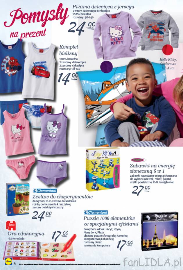 Piżama dziecięca z jerseyu we wzory z bohaterami bajek, Hello Kitty i Spider Man ...