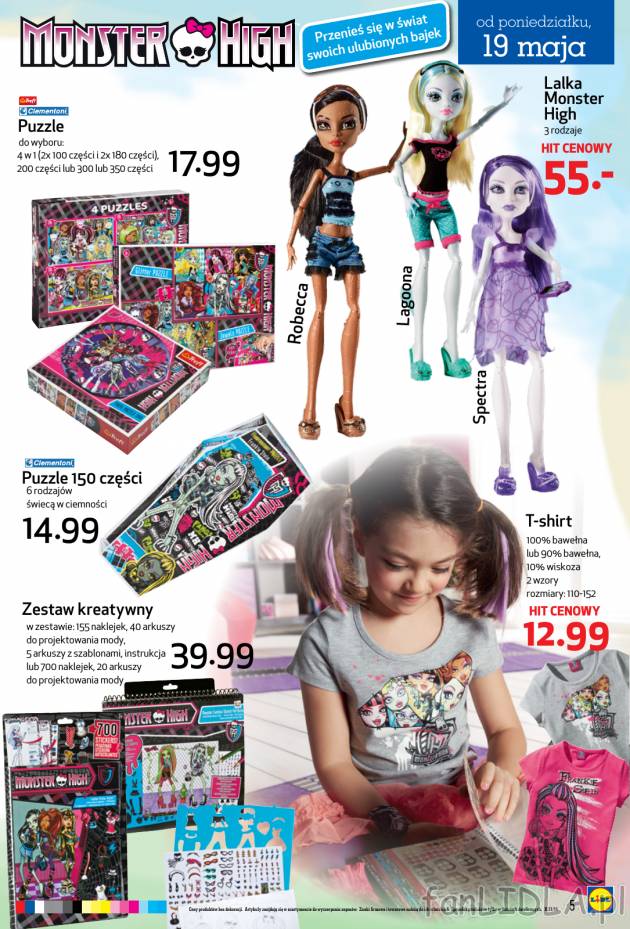 Ciekawy zestaw kreatywny z motywem Monster High zawiera naklejki, arkusze do projektowania ...