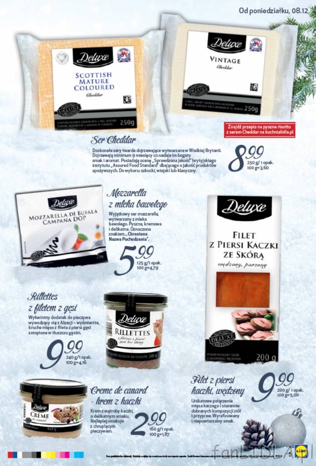 Sery z serii Deluxe - ser Cheddar (twarde dojrzewające w Wielkiej Brytanii), mozzarella ...