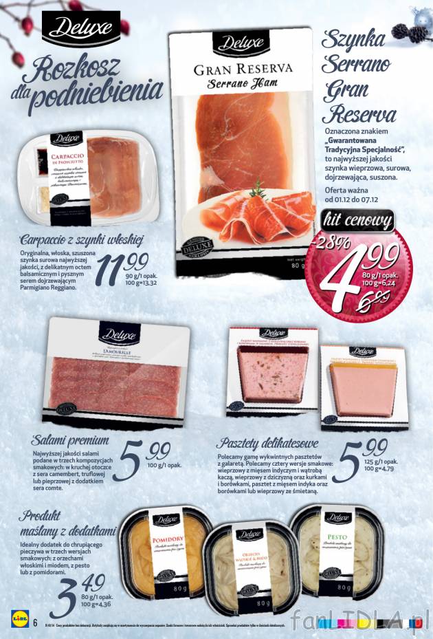 Przekąski na zimno w postaci różnych wędlin: carpaccio z szynki włoskiej, szynka ...