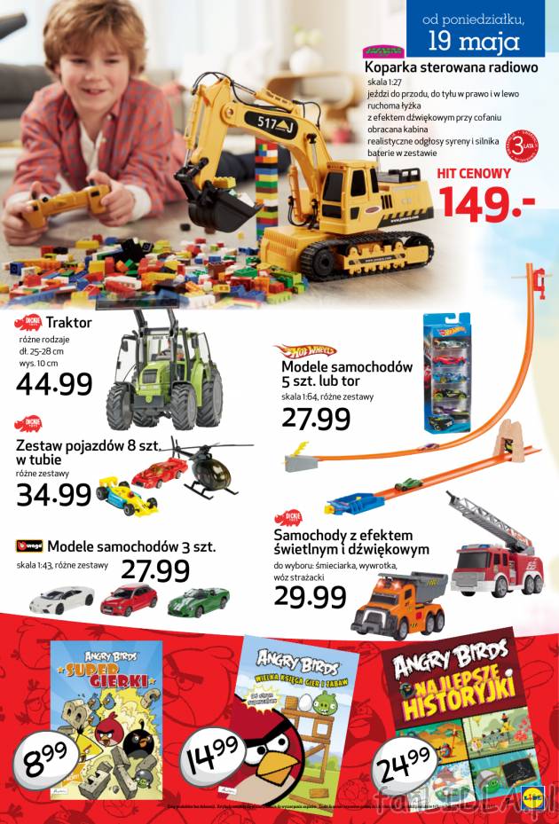 Klasyczne samochody dla dzieci: traktor, koparka oraz modele samochodów Hot Wheels ...