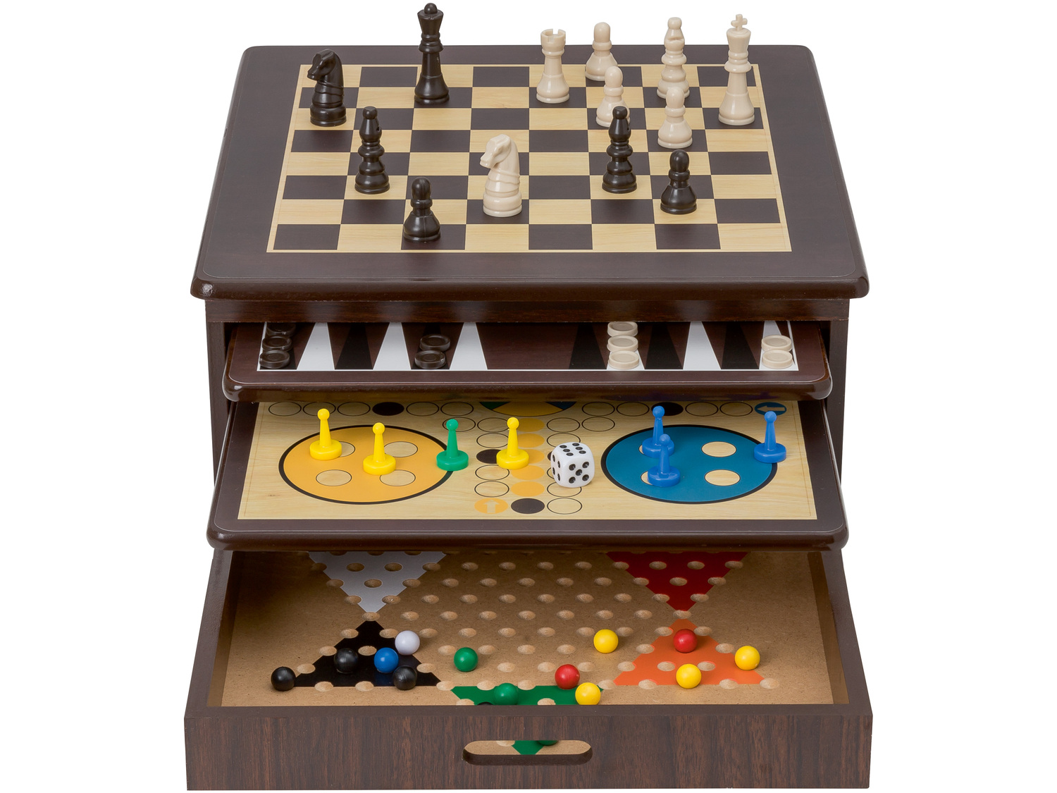 Drewniana kolekcja gier 10 w 1 Playtive, cena 89,90 PLN
- w zestawie: szachy, warcaby, ...