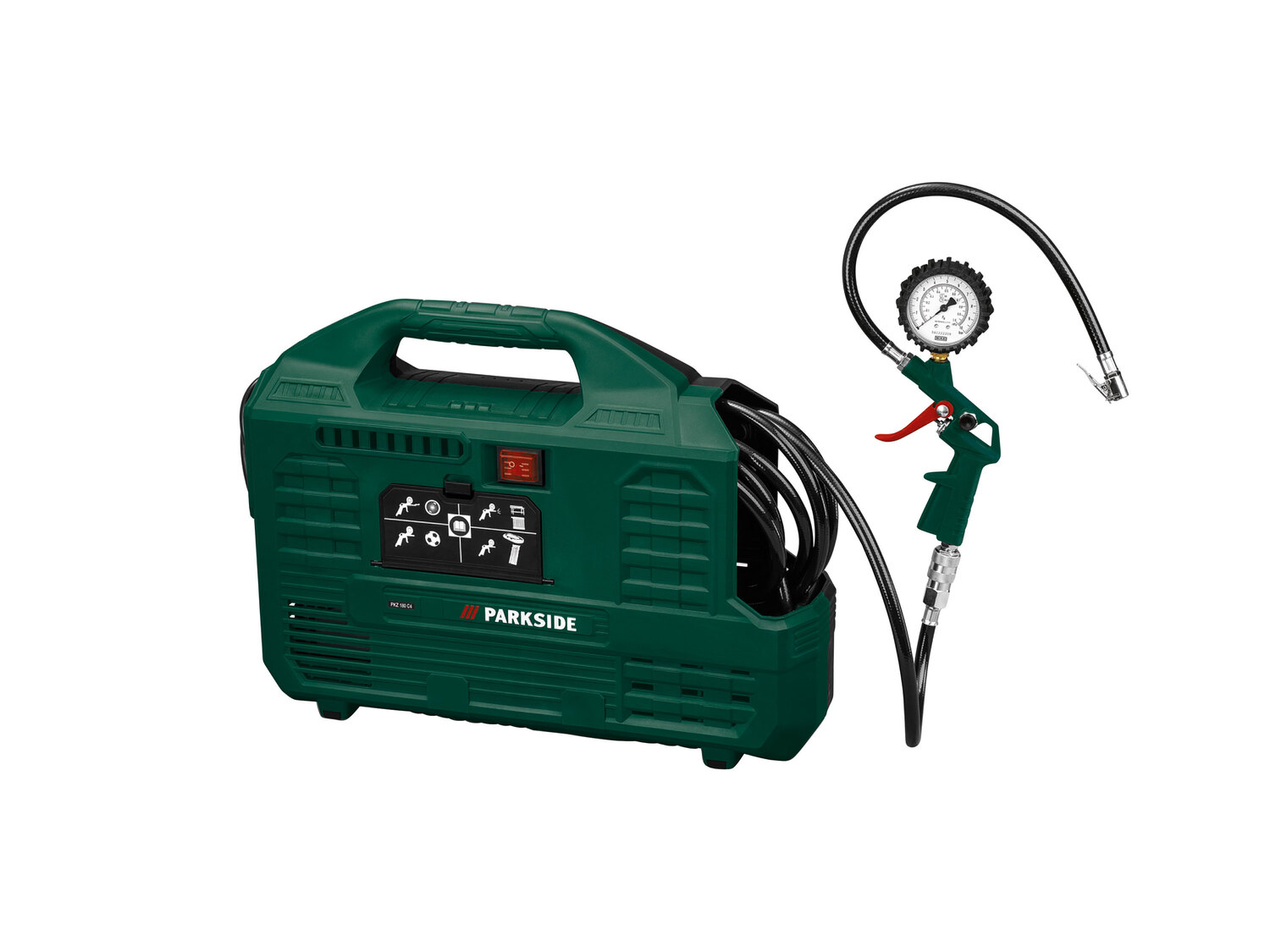 Sprężarka przenośna bezolejowa z manometrem 1100 W Parkside PKZ 180 C5, cena ...
