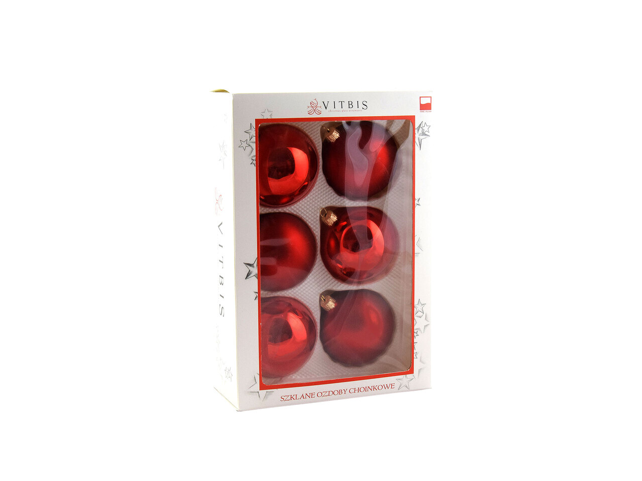 VITBIS® Bombki szklane 80 mm, 6 szt. , cena 16,99 PLN