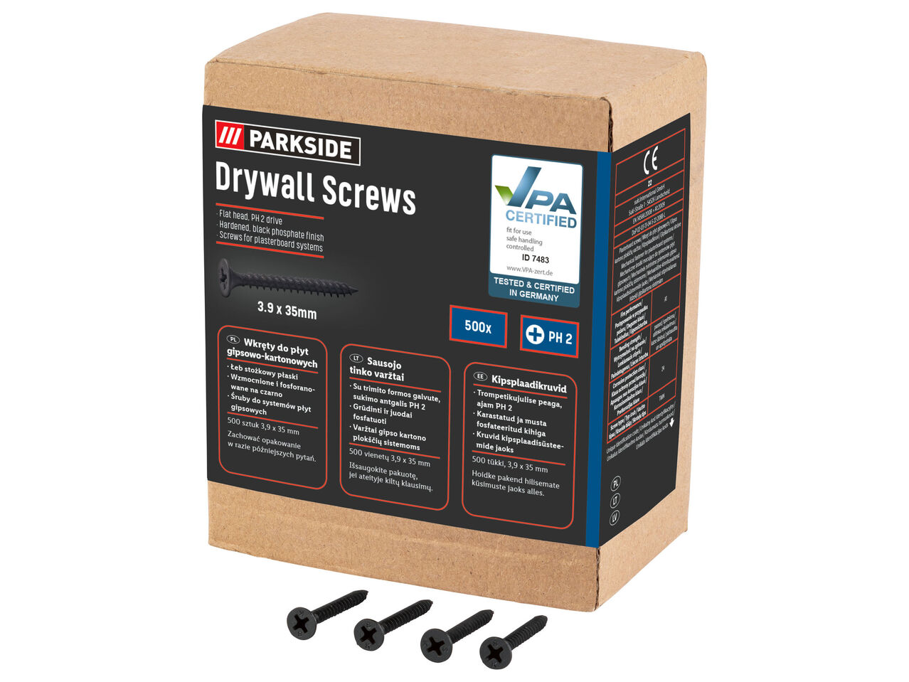 PARKSIDE® Zestaw wkrętów do płyt gipsowo-kartonowych , cena 24,99 PLN