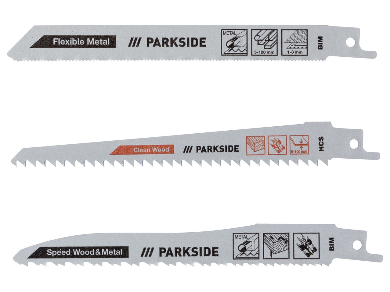 PARKSIDE® Zestaw 3 brzeszczotów do piły szablastej , cena 9 PLN