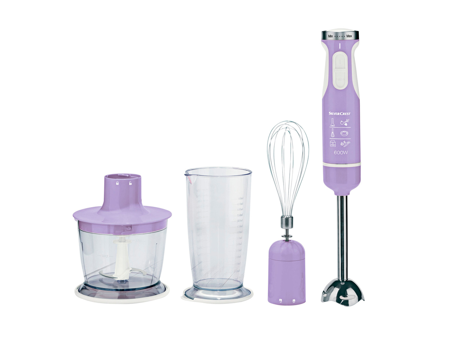 Blender ręczny 600 W z zestawem akcesoriów Silverscrest Kitchen Tools, cena 48,00 ...