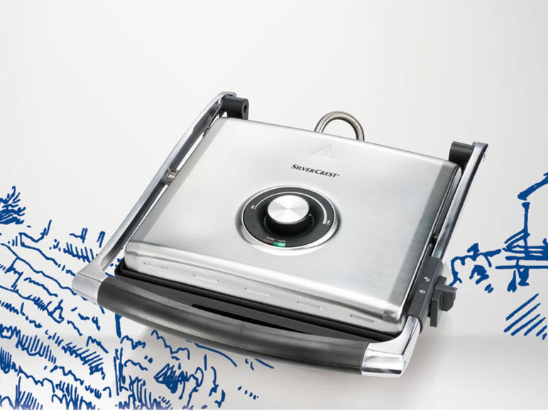 SILVERCREST® Grill kontaktowy SPM 2000 D2, 2000 W Silvercrest , cena 199 PLN