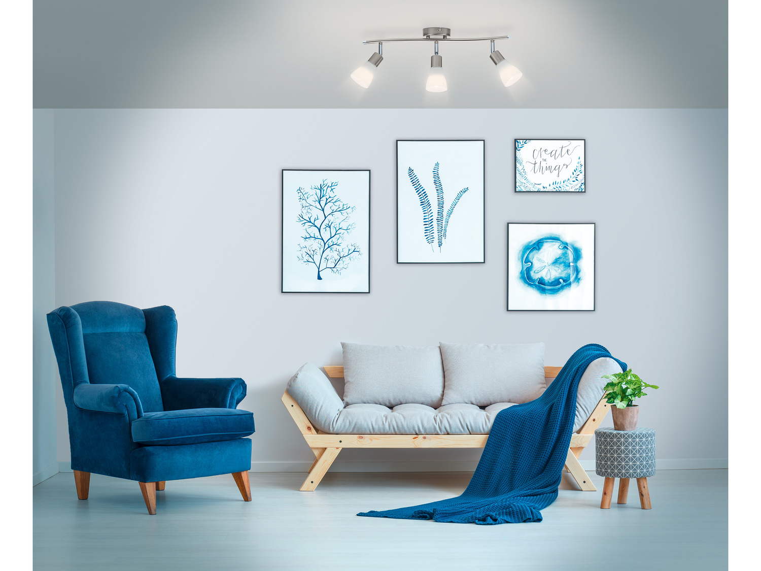 Lampa sufitowa LED Livarno, cena 79,90 PLN 
- 3 energooszczędne żarówki LED ...