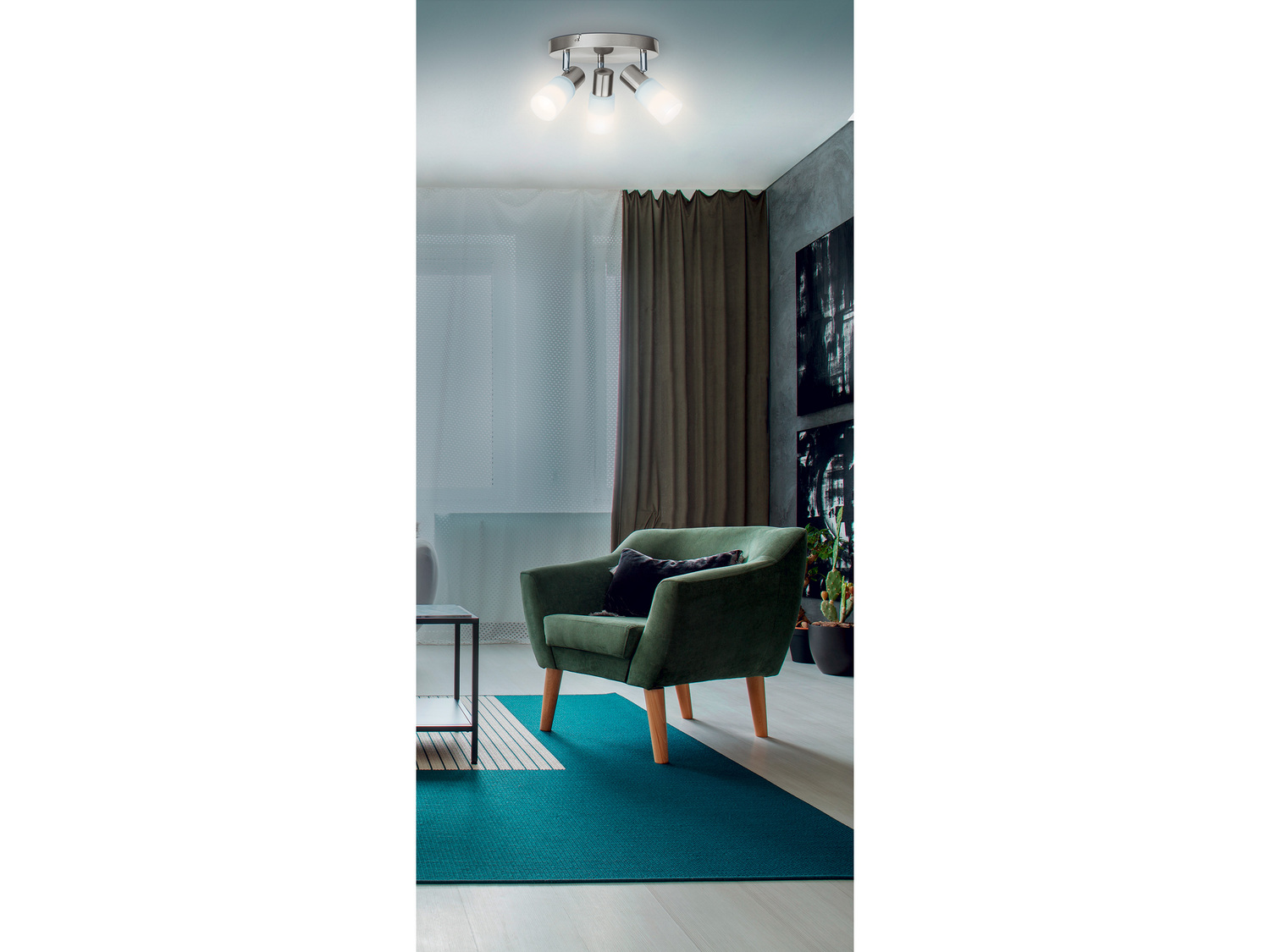 Lampa sufitowa LED Livarno, cena 79,90 PLN 
- 3 energooszczędne żarówki LED ...