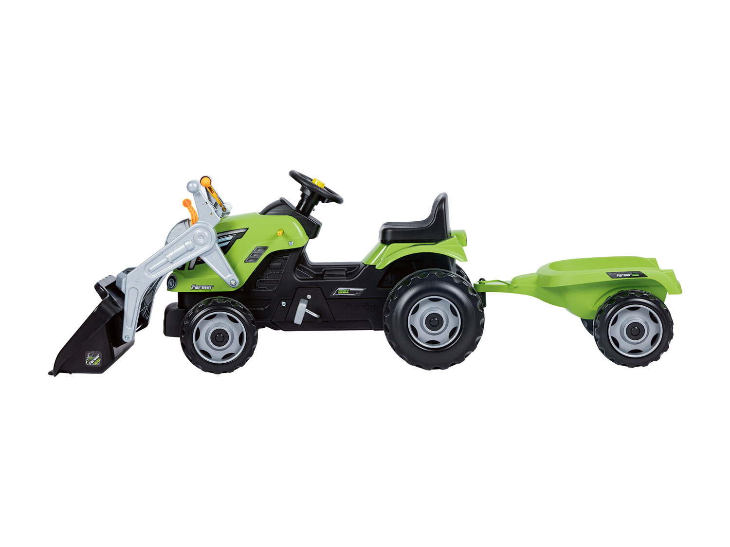 Duży traktor na pedały z przyczepą Smoby, cena 279,00 PLN 
- 182 x 44 x 62 cm ...