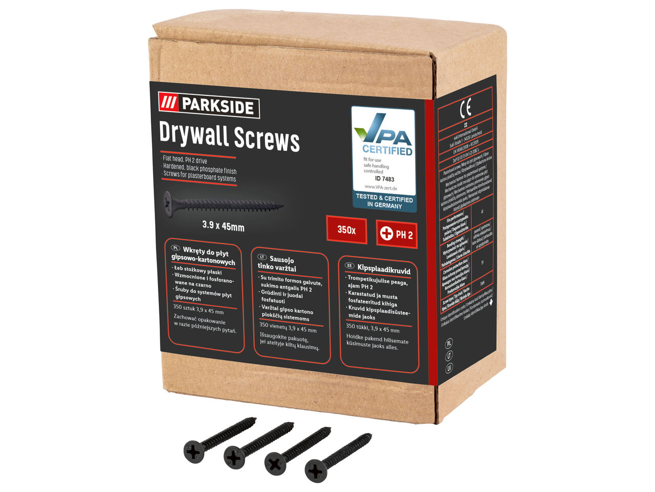 PARKSIDE® Zestaw wkrętów do płyt gipsowo-kartonowych , cena 24,99 PLN