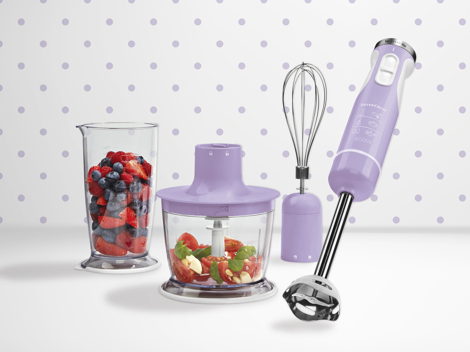 Blender ręczny 600 W z zestawem akcesoriów Silvercrest Kitchen Tools, cena 69,90 ...
