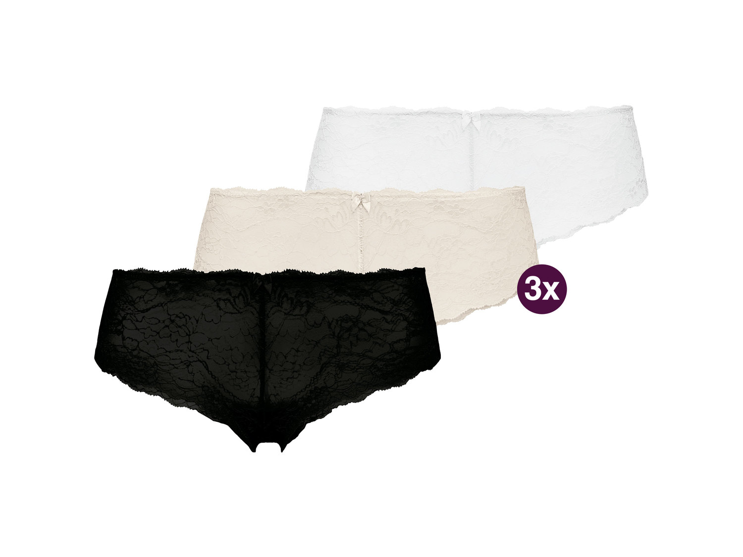 Majtki typu hipster z koronką, 3 pary* Esmara Lingerie, cena 24,99 PLN
- rozmiary: ...