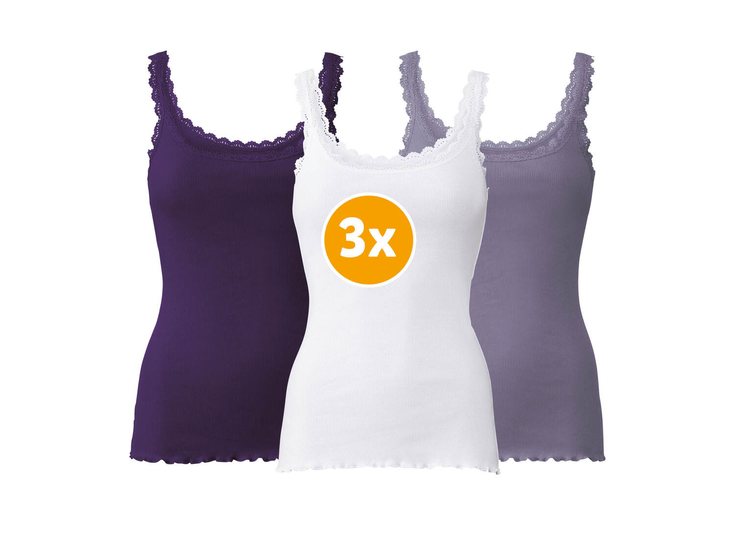 Podkoszulki na ramiączkach z koronką, 3 szt.* Esmara Lingerie, cena 12,99 PLN ...