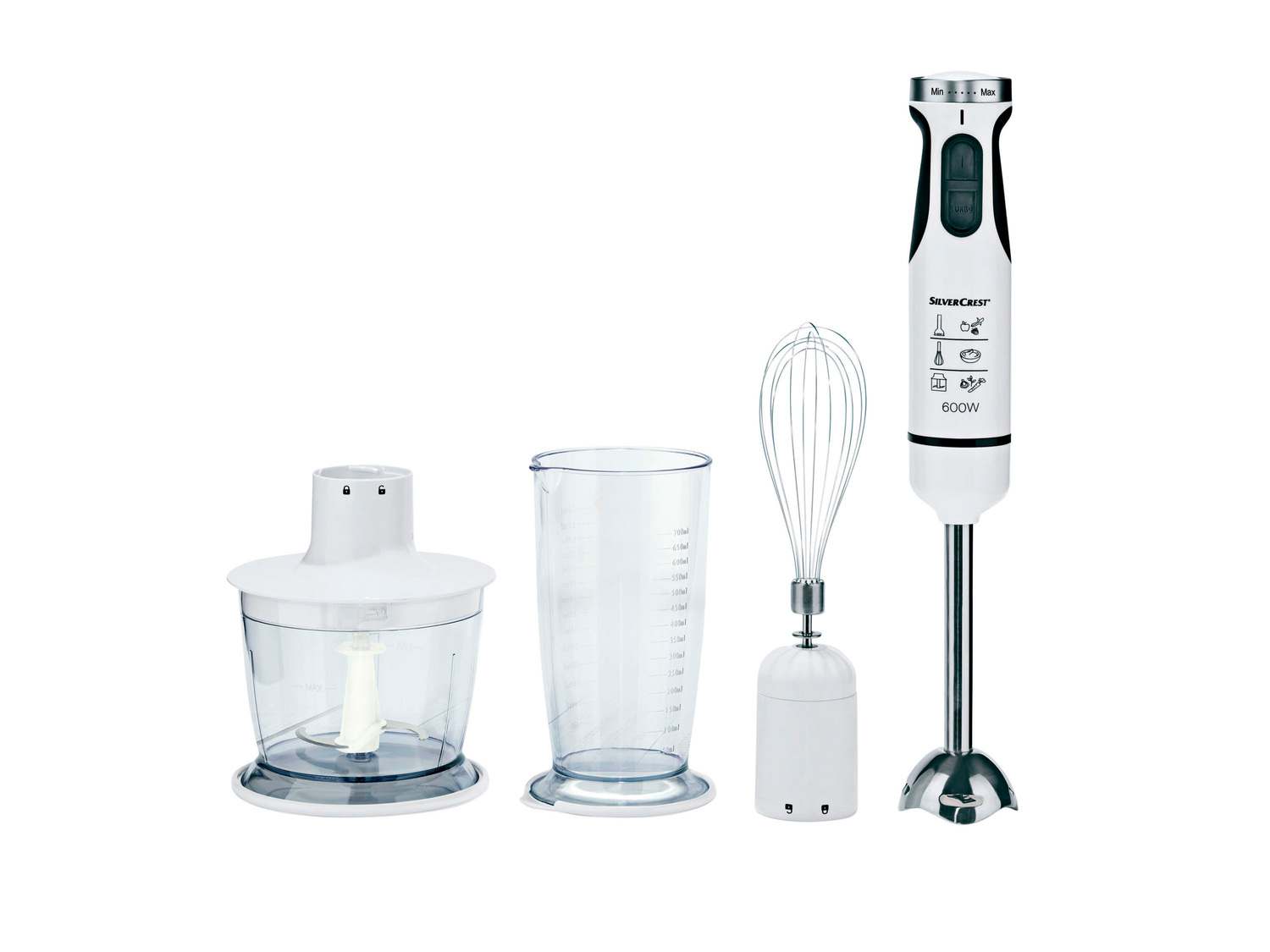 Blender ręczny 600 W z zestawem akcesoriów Silverscrest Kitchen Tools, cena 48,00 ...