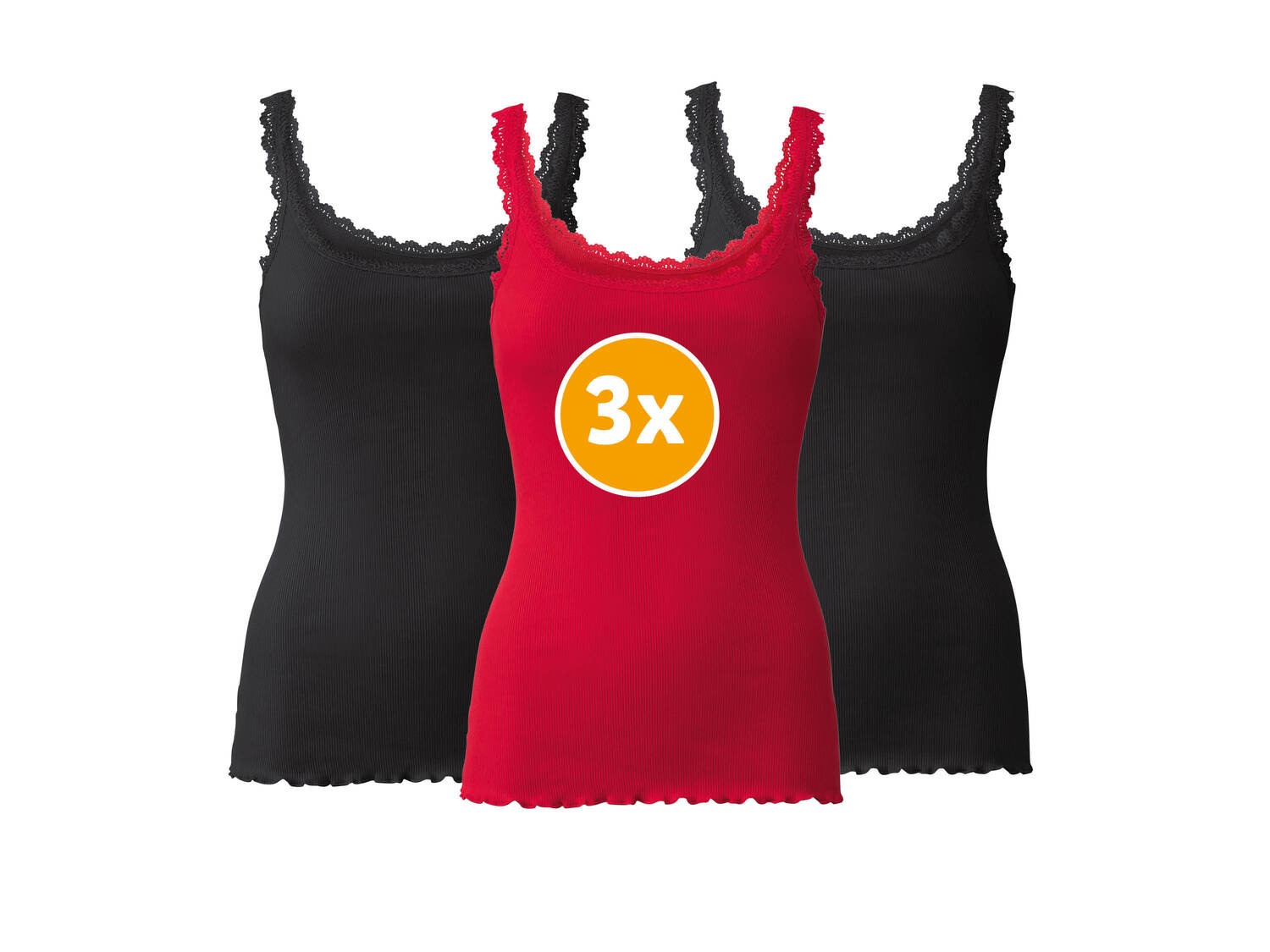 Podkoszulki na ramiączkach z koronką, 3 szt.* Esmara Lingerie, cena 12,99 PLN ...